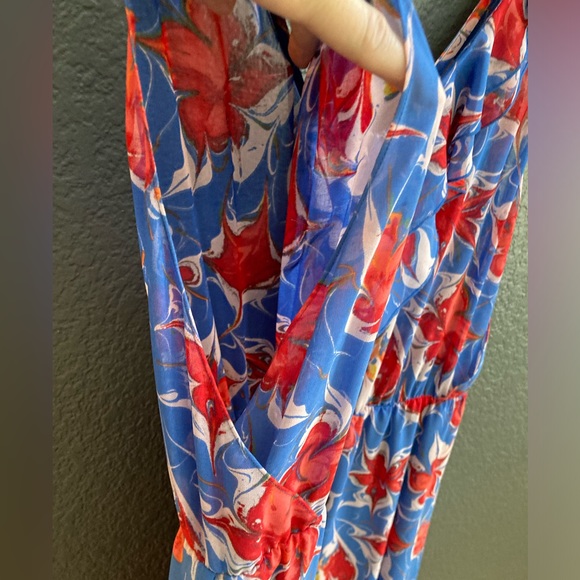 RACHEL ROY floral print XL dress, asymmetric hemline w/ leather belt - like new. - Picture 7 of 15